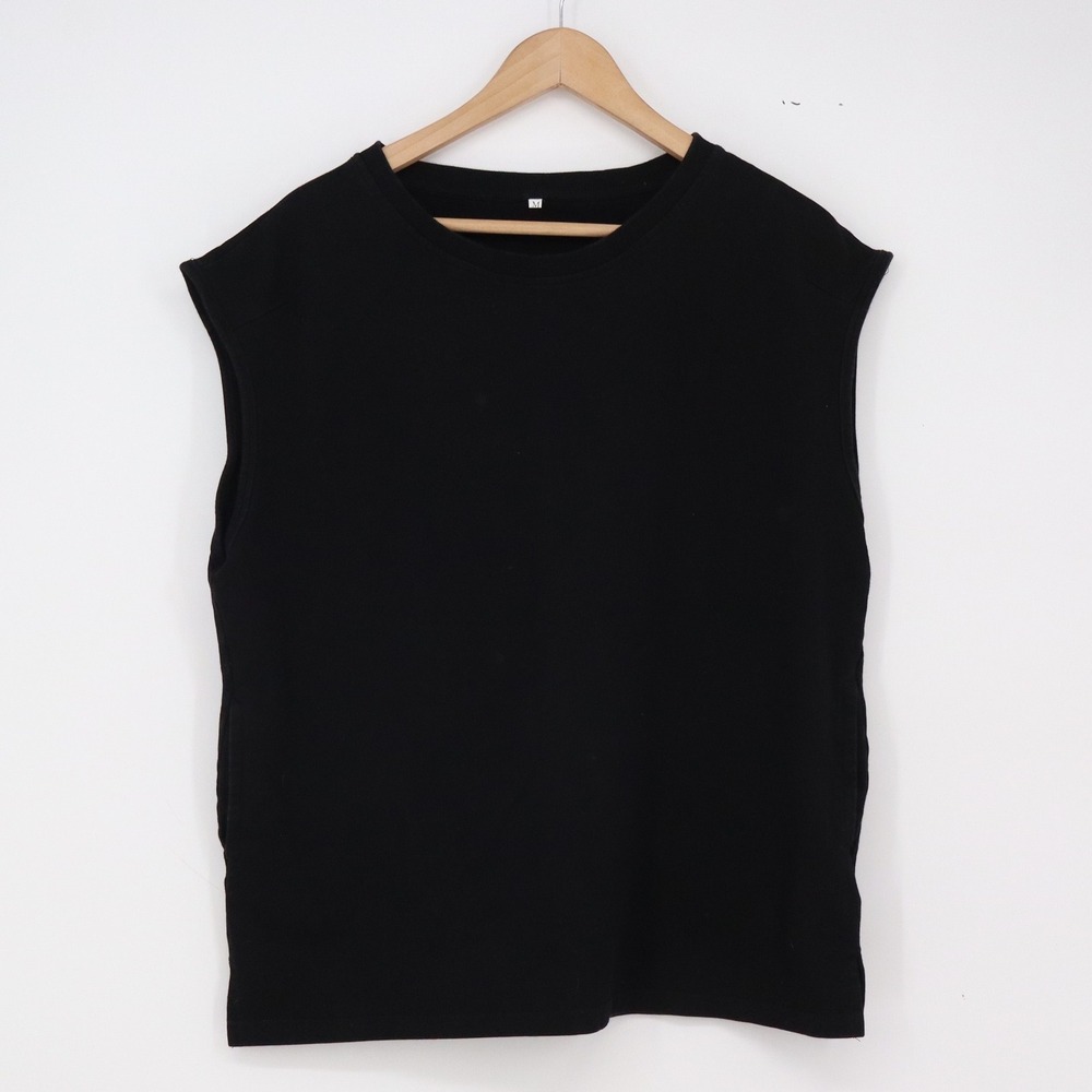 Unbranded Muscle Tee Mens M Sleeveless Solid Black Crew Neck Excellent